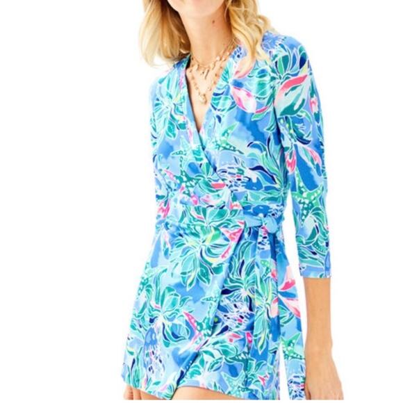 Lilly Pulitzer Blue Karlie Bennet Celestial Seas Romper - Picture 1 of 9